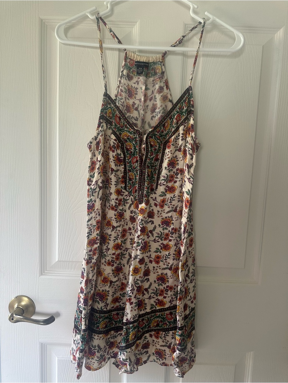 American Eagle Outfitters Cream Floral Spaghetti Strap Sundress